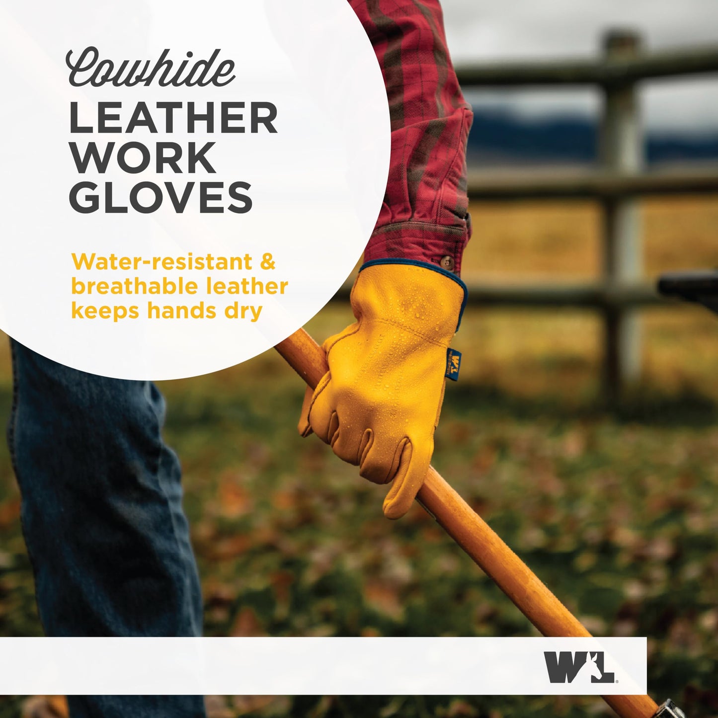 WELLS LAMONT Men’s Slip-On HydraHyde Full Leather Work Gloves | Water-Resistant | Medium (1168M), Saddletan