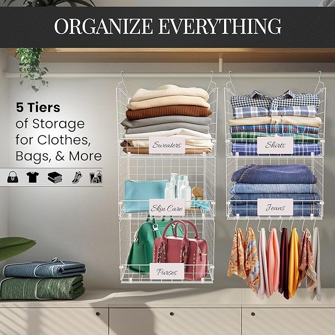 DECOLURE 5-Tier Adjustable Hanging Closet Organizer – Maximize Hanging Storage