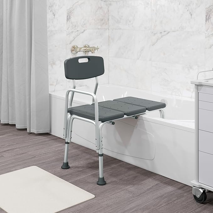 Flash Furniture HERCULES Series 300 Lb. Capacity Adjustable Gray Bath & Shower