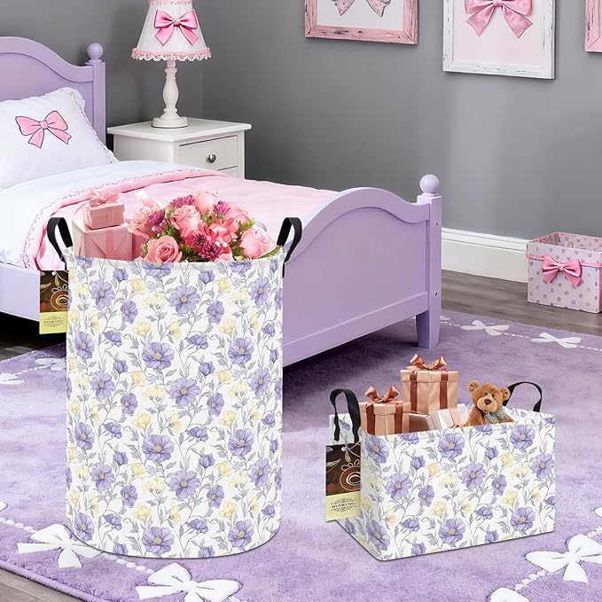 HUNRUNG Laundry Hamper, Large Canvas Fabric Lightweight Storage Basket Toy