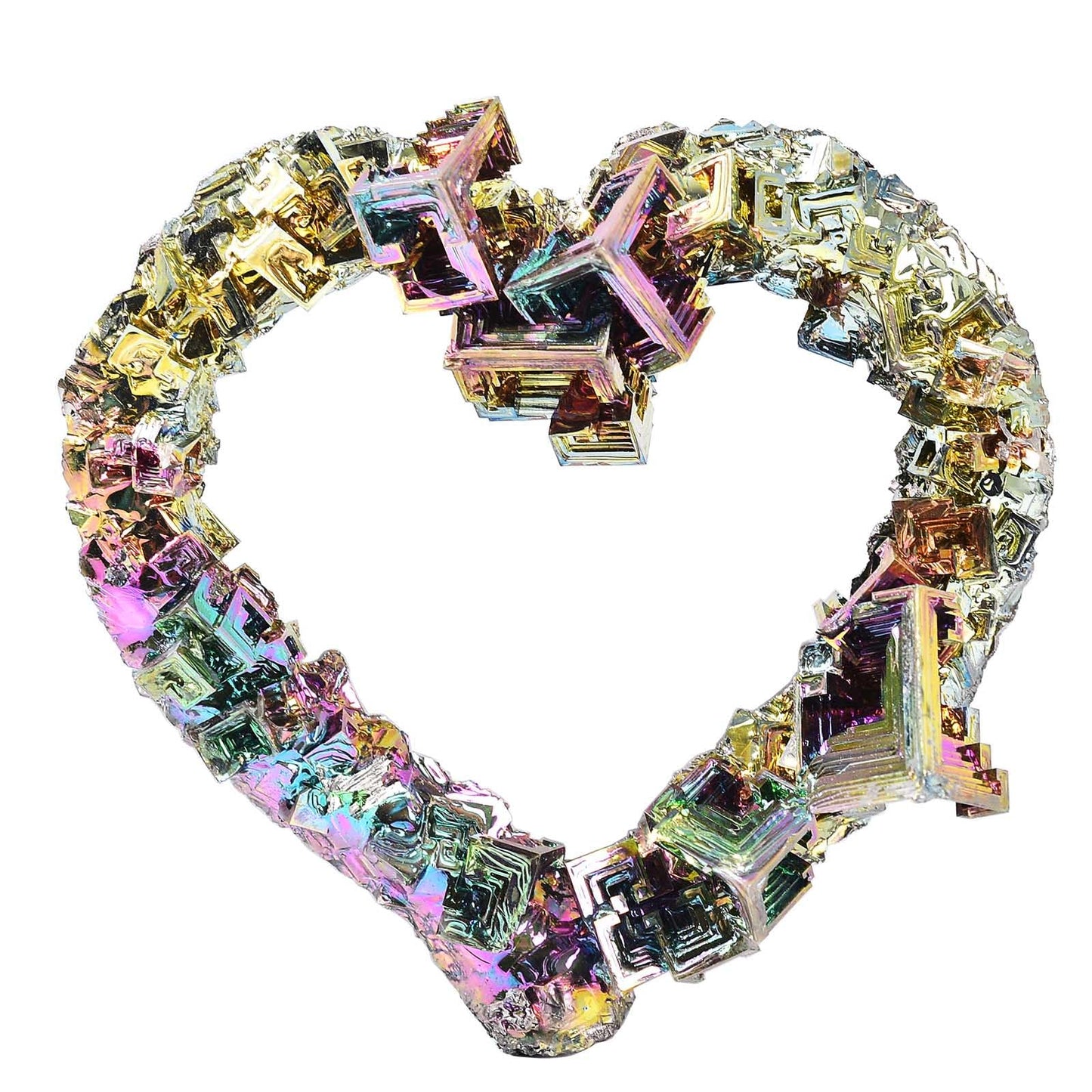 VIZYTOU Bismuth Heart Shaped Rainbow Bismuth Metal Crystal Ore Mineral Specimen Collection Home Decoration 0.4-0.6 Pound