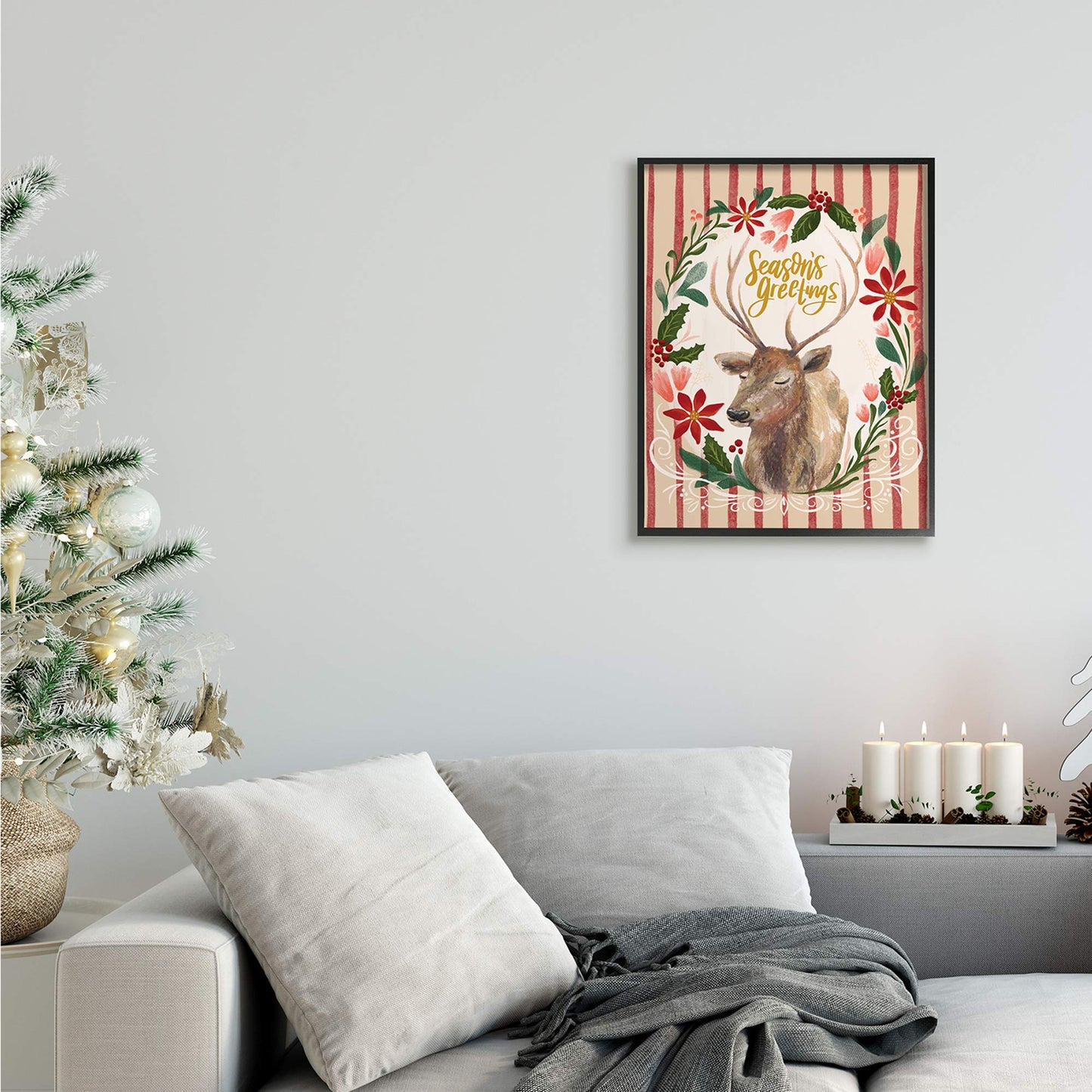'Seasons Greetings Holiday Wreath Soft'| Framed Giclee Art