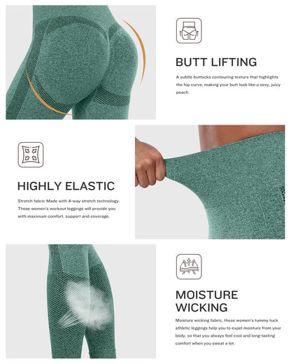 NORMOV Seamless Workout Butt Lifting Leggings - Booty Scrunch Gym Leggings for Women