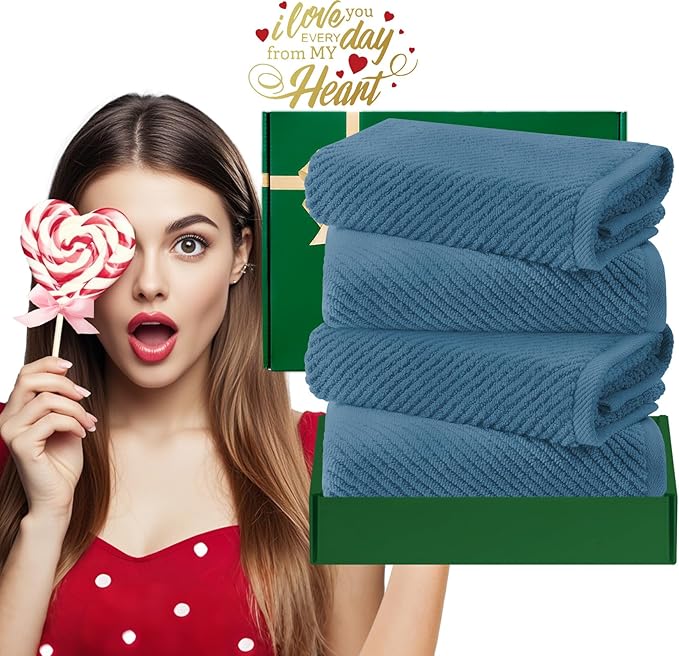 VOOVA & MOVAS Hand Towels for Bathroom Set of 4, Large 18" x 28", 100% Cotton |