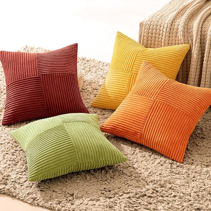 MIULEE Burnt Orange Decorative Throw Pillow Covers 18x18 Inch Set of 4 Boho
