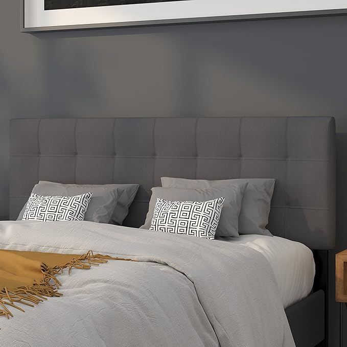 Flash Furniture Bedford Tufted Upholstered Queen Size Headboard in Dark Gray