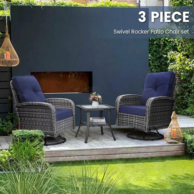 wildformers Luxury Outdoor Swivel Wicker Glider Patio Chairs