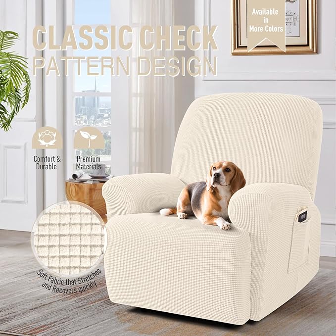 TAOCOCO Recliner Cover 4-Pieces, Recliner Stretch Sofa Slipcover, Recliner