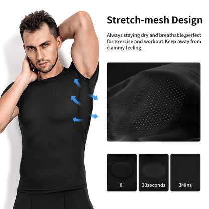 Niksa 3 Pack Compression Tops for Men Short Sleeve Mens Running Top Mesh Design Quick Dry Base Layer Top for Gym Sports Fitness Workout Cycling,Training, Black/Gray/Navy,M