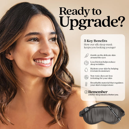 TheSleepGuard Pure Silk Sleep Mask [100% 6A Mulberry Silk, 22 Momme] Light Blocking Travel Essentials. Eye Masks for Sleeping. Black Oeko-Tex Blindfold. Eye Covers for Men & Women