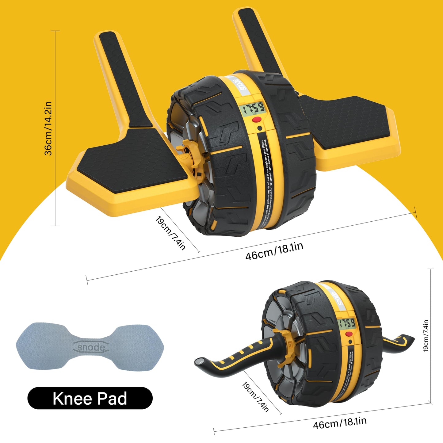 SNODE Ab Roller Wheel with Elbow Support, 3 Levels Resist, Dual Mode, Ab Wheel for Core Workout, Automatic Rebound Sytem,Spring Steel Sheet