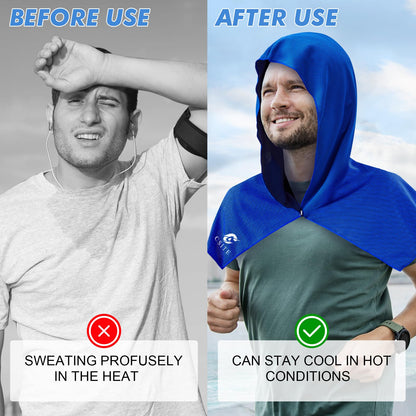 CSITE 2 Pack Cooling Hoodie Towels, Instant Cooling Towels for Neck and Face, UPF 50 Sun Protection, Ice Towel for Hot Weather, Head Towel for Sports, Camping, Cycling & More Activities
