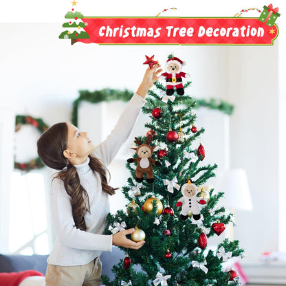 My OLi Christmas Teddy Bears Stuffed Animal 7in Plush Bears with Flippable Hats Pack of 3 : Santa, Reindeer and Snowman Soft Toys for Kids Boys Girls Hanging Decorations for Christmas Trees