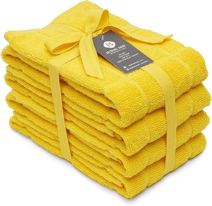 100% Cotton Terry Dish Towels, 4 Pack Plain, 16 x26 Inches, Super Soft and