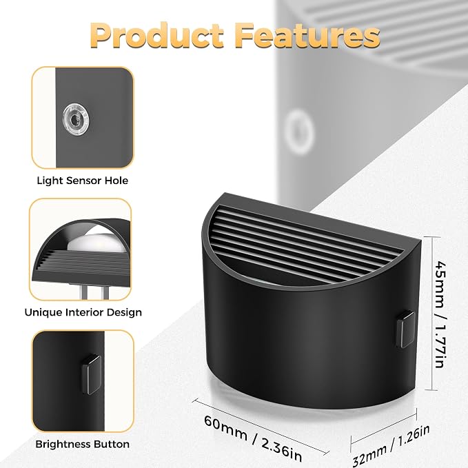 DORESshop LED Night Light[2 Pack], Night Lights Plug into Wall, 3 Level Brightness Adjustable Plug in Night Light, Dusk to Dawn Sensor, Nightlights for Adults, Bedroom, Bathroom, Hallway, 5000K