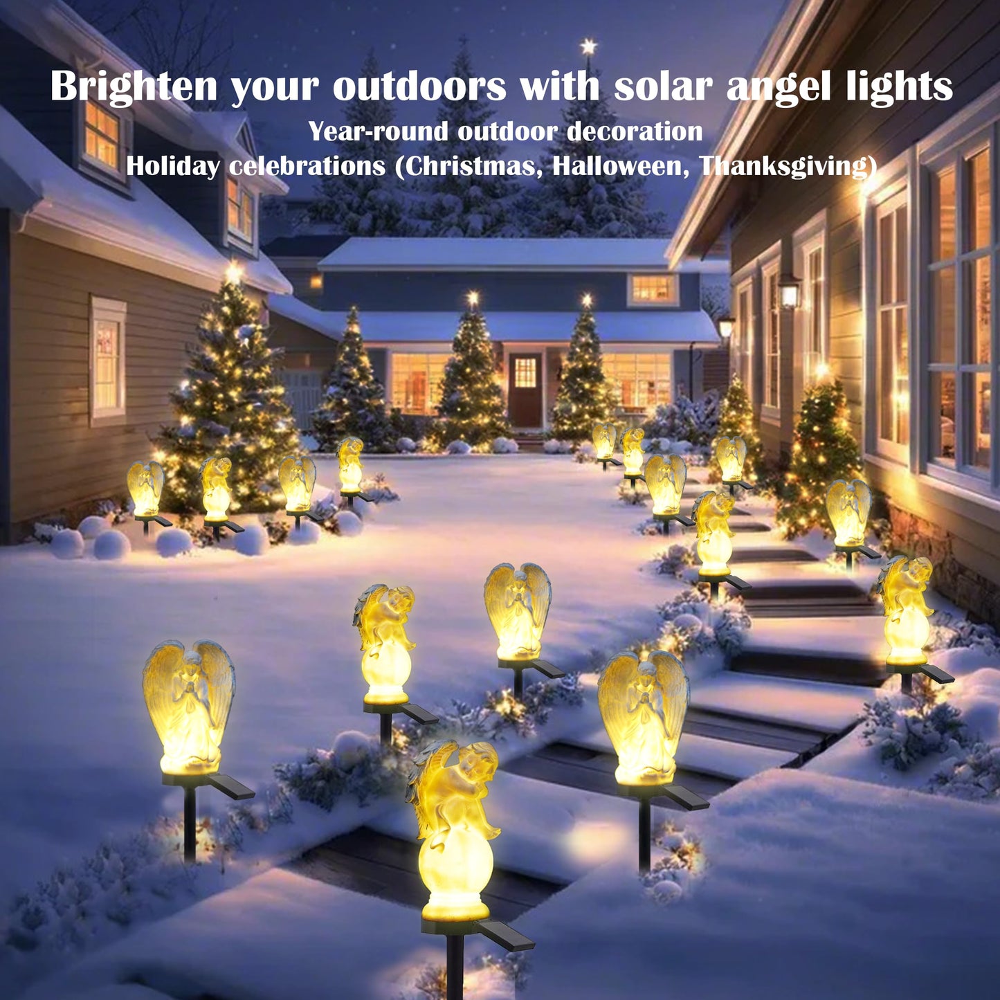 SunKite Angel Garden Solar LED Light Outdoor Waterproof Decorative Stake Lights for Yard Patio Pathway Lawn Ornaments Garden Decor Christian Christmas Decorations Gifts