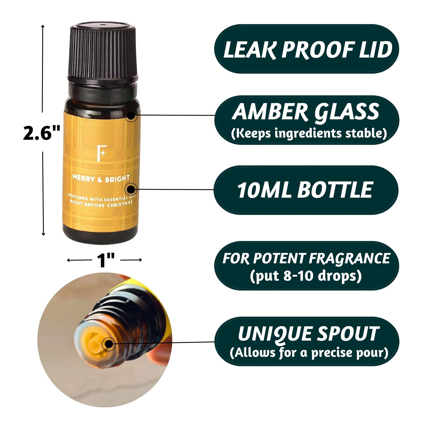 Folkulture Christmas Essential Oils for Diffuser | Set of 6 Essential Oils Set for Home | Peppermint, Candy, Apple Tart, Cranberry, Vanilla (Christmas Magic) | Aromatherapy Xmas Gift