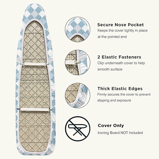 Ironing Board Cover and Pad 15"x54" Extra Thick Natural Cotton, Scorch and