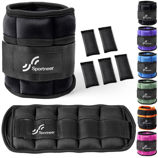 Sportneer Adjustable Ankle Weights for Men & Women 3 5 8 10 13 LBS Weighted Leg Weights with Long Straps, Strength Training for Yoga, Walking, Aerobics, Gym 1.4-6.5 lbs Each Ankle, 1 Pair 2.8-13 lbs