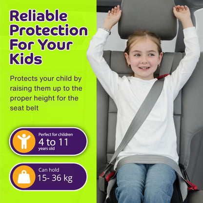BubbleBum Inflatable Booster Car Seat - Travel Car Seat - Portable Car Booster Seat - Booster Seat for Car - Slim Foldable Narrow Design Car Seat - Perfect for Kids 4-11yrs Old - Black