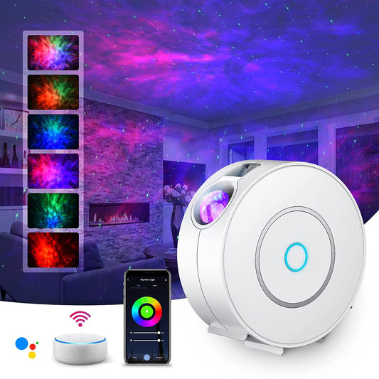 SUPPOU LED WiFi Galaxy Projector, Smart Night Light Kids Adults 3D Star Projector Light with RGB Adjustment/Voice Control/WiFi/Timer Compatible Alexa Google Assistant for Room Decor