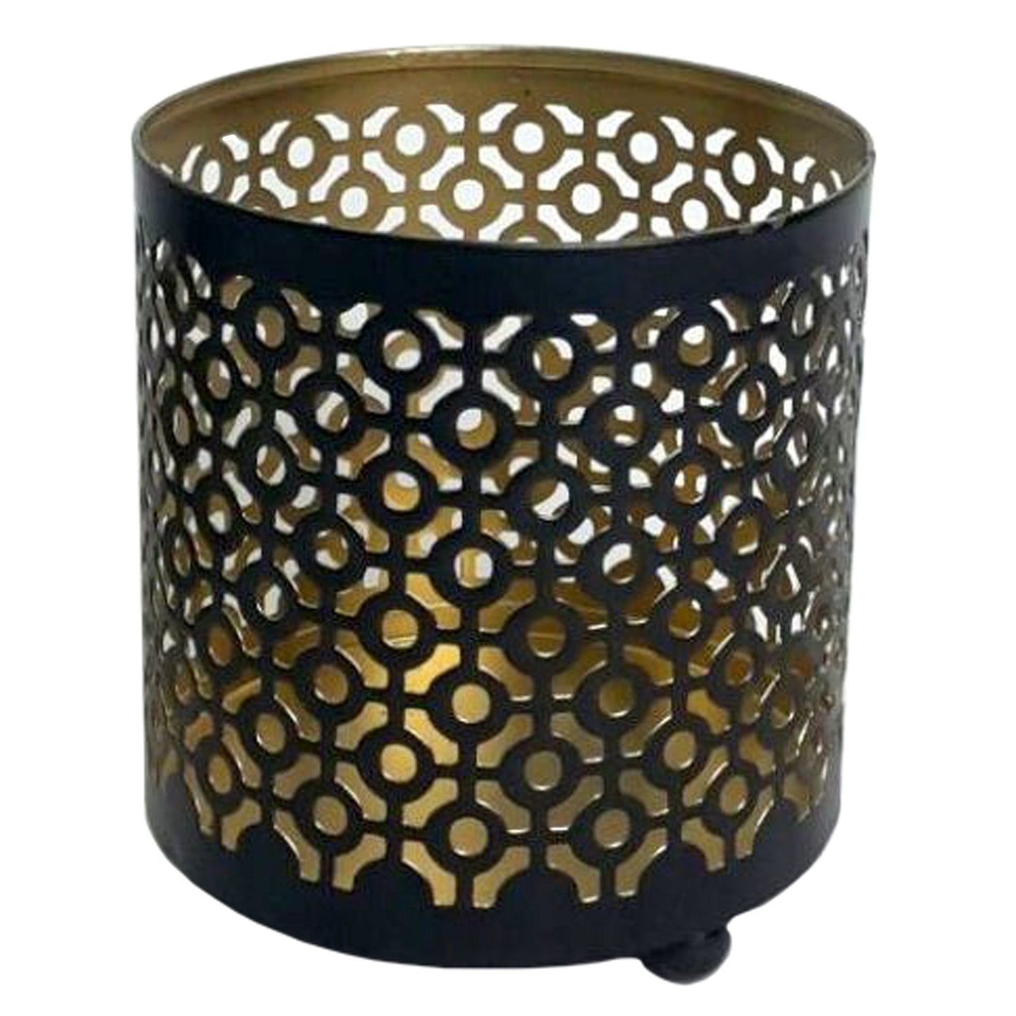 Hosley 4.5" Black Metal Candle Holder Sleeve Gold Interior for Tealights & Votive Candles Decorative Lantern for Home Décor, Weddings, Meditation, & Events