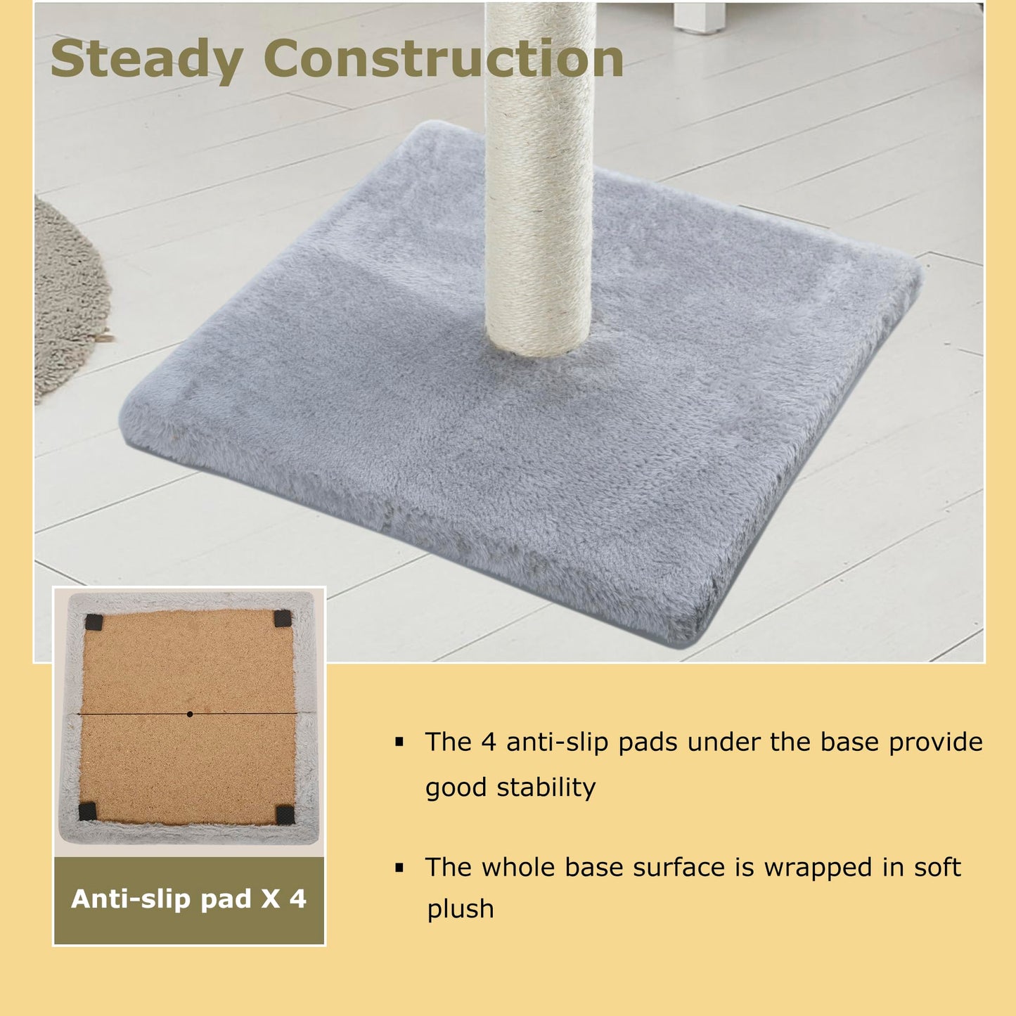 Dimaka 86 cm Tall Ultimate Cat Scratching Post, Claw Scratcher with Sisal Rope and Covered with Soft Smooth Plush, Vertical Scratch [Full Stretch], Modern Stable Design for Cats(Grey V2)…