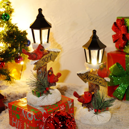 Glintoper 2 Pack Christmas Lighted Table Decorations, Tabletop Figurine, Battery Operated (Red Cardinal)