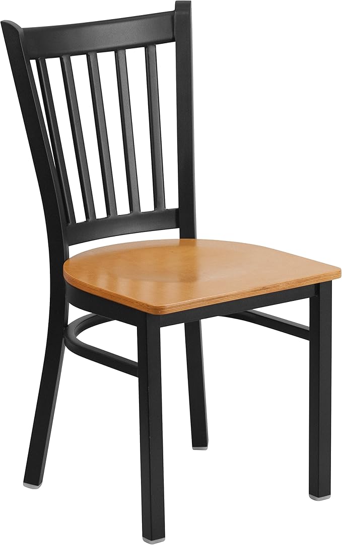 Flash Furniture HERCULES Series Black Vertical Back Metal Restaurant Chair