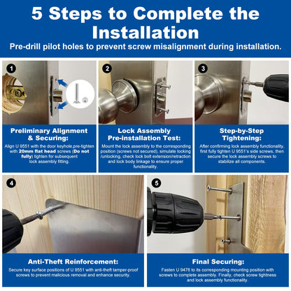 U 9551 Stainless Steel Lock and Door Reinforcement Plate fits 1-3/4"Thick Doors and Includes the U 9476 Security Latch Strike (1-1/4 "x 7-7/8").