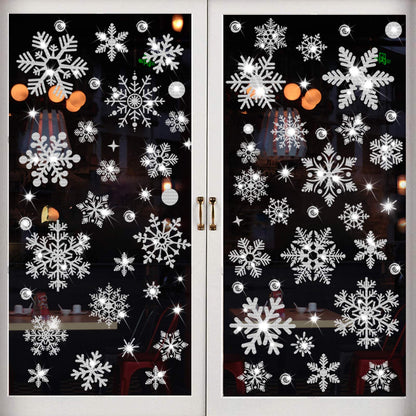 Glitter Snowflake Window Clings, 147PCS Silver Sparkling Christmas Window Clings Winter Wonderland Decorations for Home Christmas Party (Glitter Snowflake)