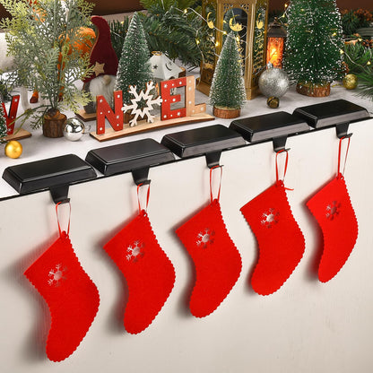 Christmas Stocking Holders for Mantle, Weighted Stocking Hangers, Christmas Stocking Hooks for Tables Window Fireplace Mantle Decoration(Black,4PCS)