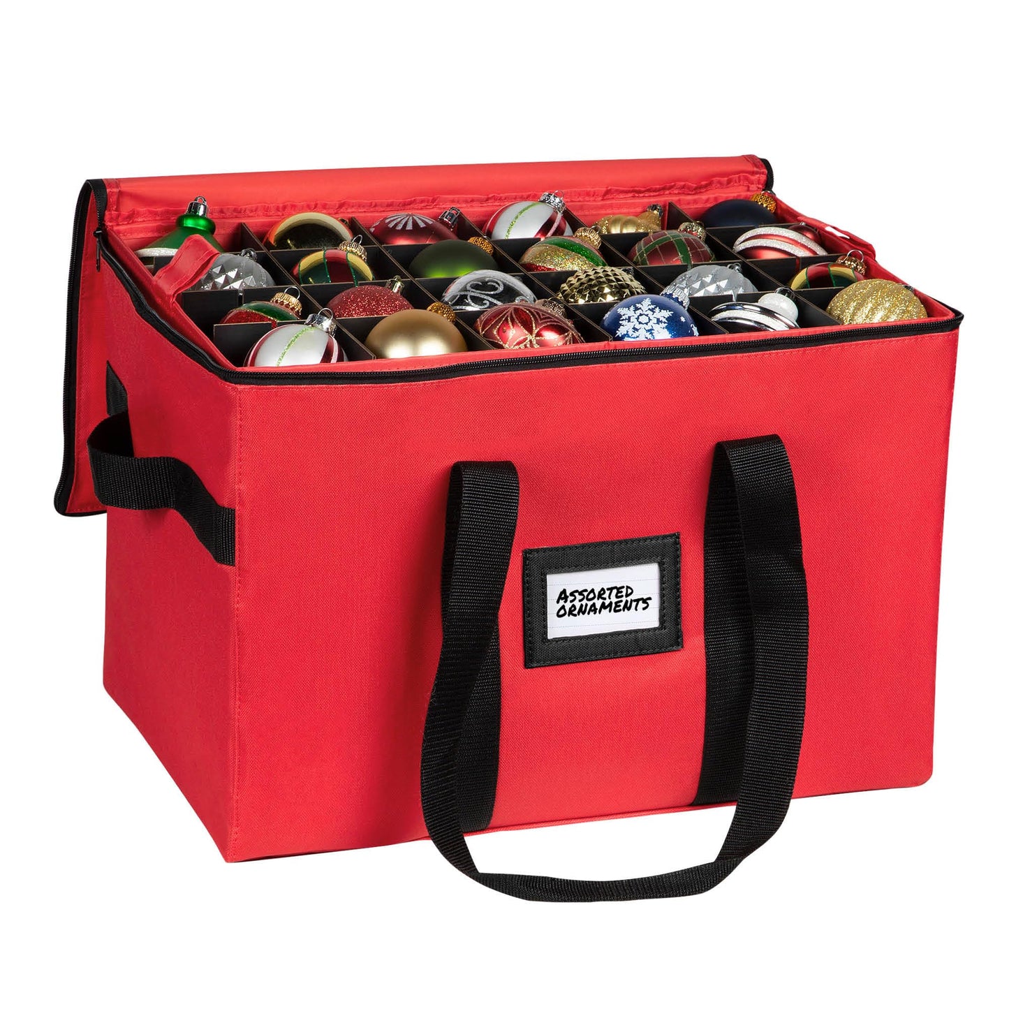 Christmas Ornament Storage Container,Box Stores Up to 96, Adjustable Dividers, Large Organizer Bin to Protect and Store Holiday Décor
