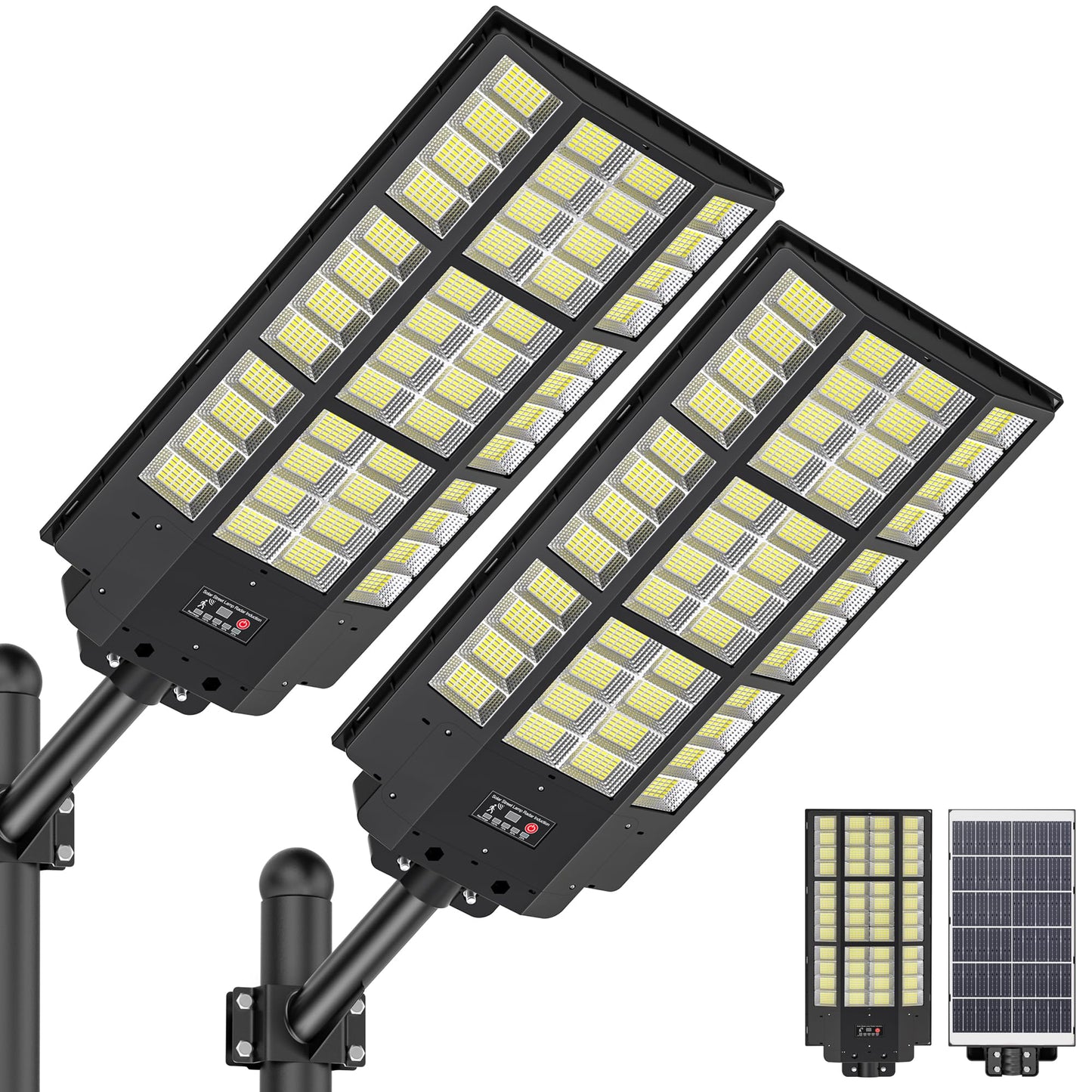 WYWNA 15000W Solar Street Light - 7000K Solar Lights Outdoor Dusk to Dawn, Solar Flood Lights Outdoor with Motion Sensor, Wide Angle IP66 Waterproof with Remote Control