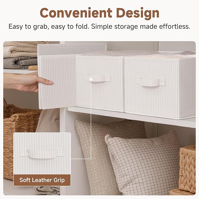 StorageWorks Foldable Shelf Organizer Bins, Closet Storage Baskets
