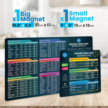 Air Fryer Magnetic Cheat Sheet Set - Air Fryer Accessories Cookbook - As Seen on the Today Show an Easy to Use AirFryer Time Chart Set - Strong Magnet Quick Reference Cooking Guide for Frying (Black)