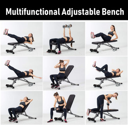 leikefitness Adjustable Weight Bench Foldable Workout Exercise Bench with Automatic Lock for Upright Incline Decline and Flat Full Body Exercise