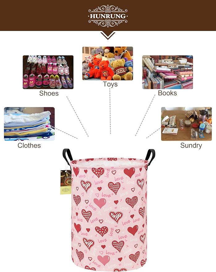 HUNRUNG Laundry Hamper, Large Canvas Fabric Lightweight Storage Basket Toy