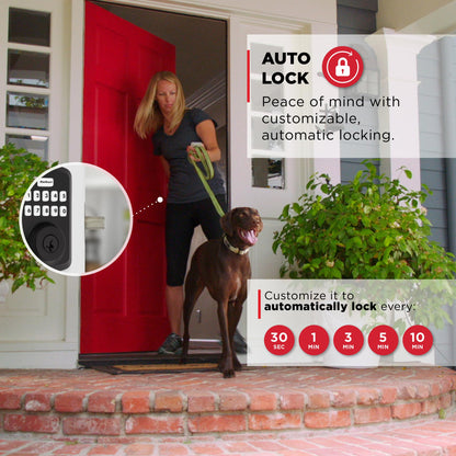 Kwikset Powerbolt 250 10-Button Keypad Satin Nickel Transitional Electronic Deadbolt Door Lock, Featuring Convenient Keyless Entry, Customizable User Codes, Auto Locking