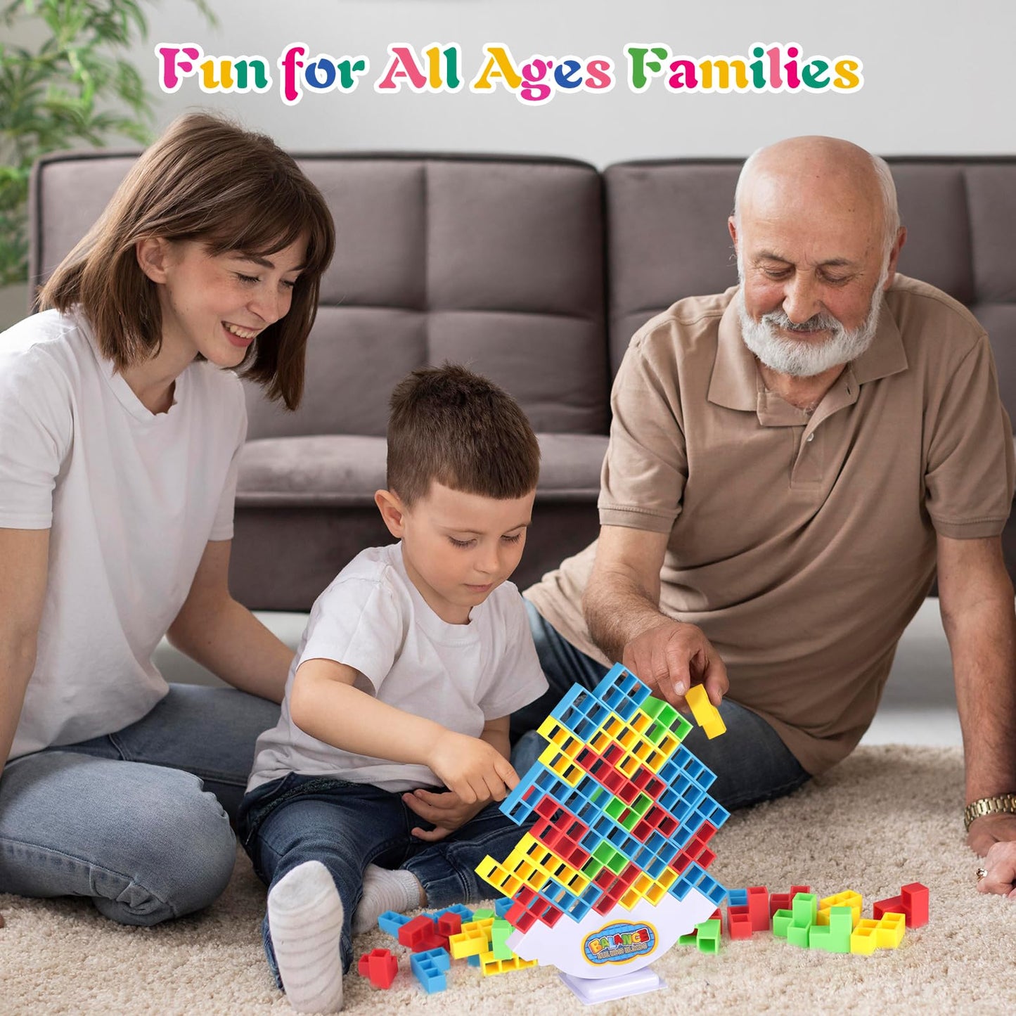 LIMYIOM 64Pcs Tetra Tower Game, Family Board for 2 Players Family Games, Building Blocks Stacking Balance Games Toys for Kids, Adults, Friends, Classroom, Family and Travel Party