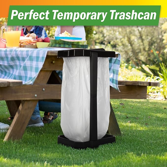 Wakeman Heavy Duty Black Trash Bag Portable Trash Bag Holder Stand