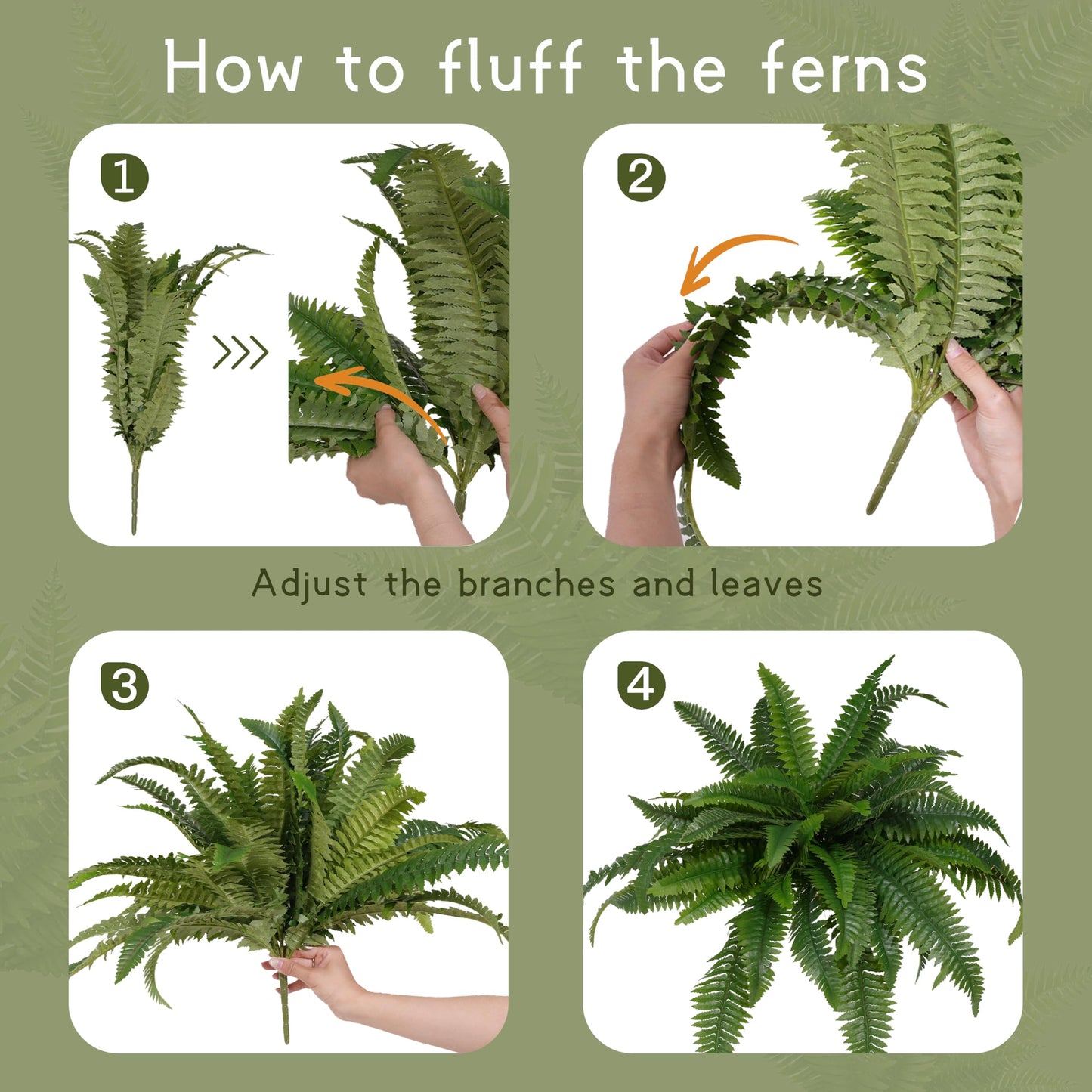 Senjie Artificial Boston Fern 2 Set 55 Branches Fake Ferns for Outdoors 32Inch Faux Plant for Home Living Room Office Decor