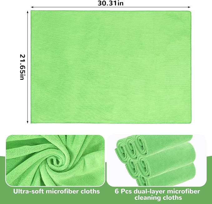 6 Pcs Extra Large Microfiber Cleaning Cloth Reusable Microfiber Towels Thick