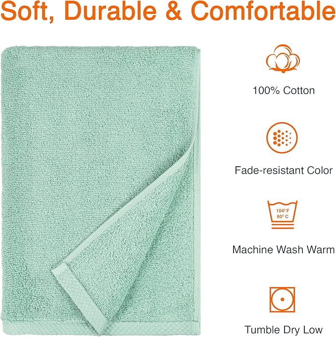 Amazon Basics Quick-Dry Lightweight Moisture Absorbing Bath Towel, 100% Cotton