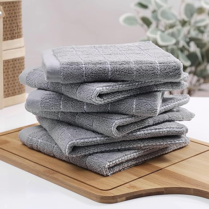 Homaxy 100% Cotton Terry Kitchen Dish Cloths, Ultra Soft and Absorbent Dish