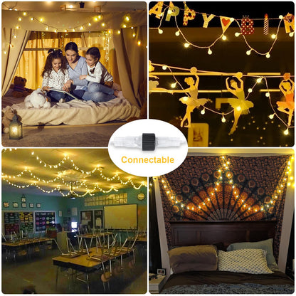 JMEXSUSS 100 LED Connectable Globe String Lights Indoor Bedroom, 33ft Warm White Christmas Lights Plug in with Remote, 8 Modes Hanging Fairy Light Outdoor for Room Classroom Party Spring Home Decor
