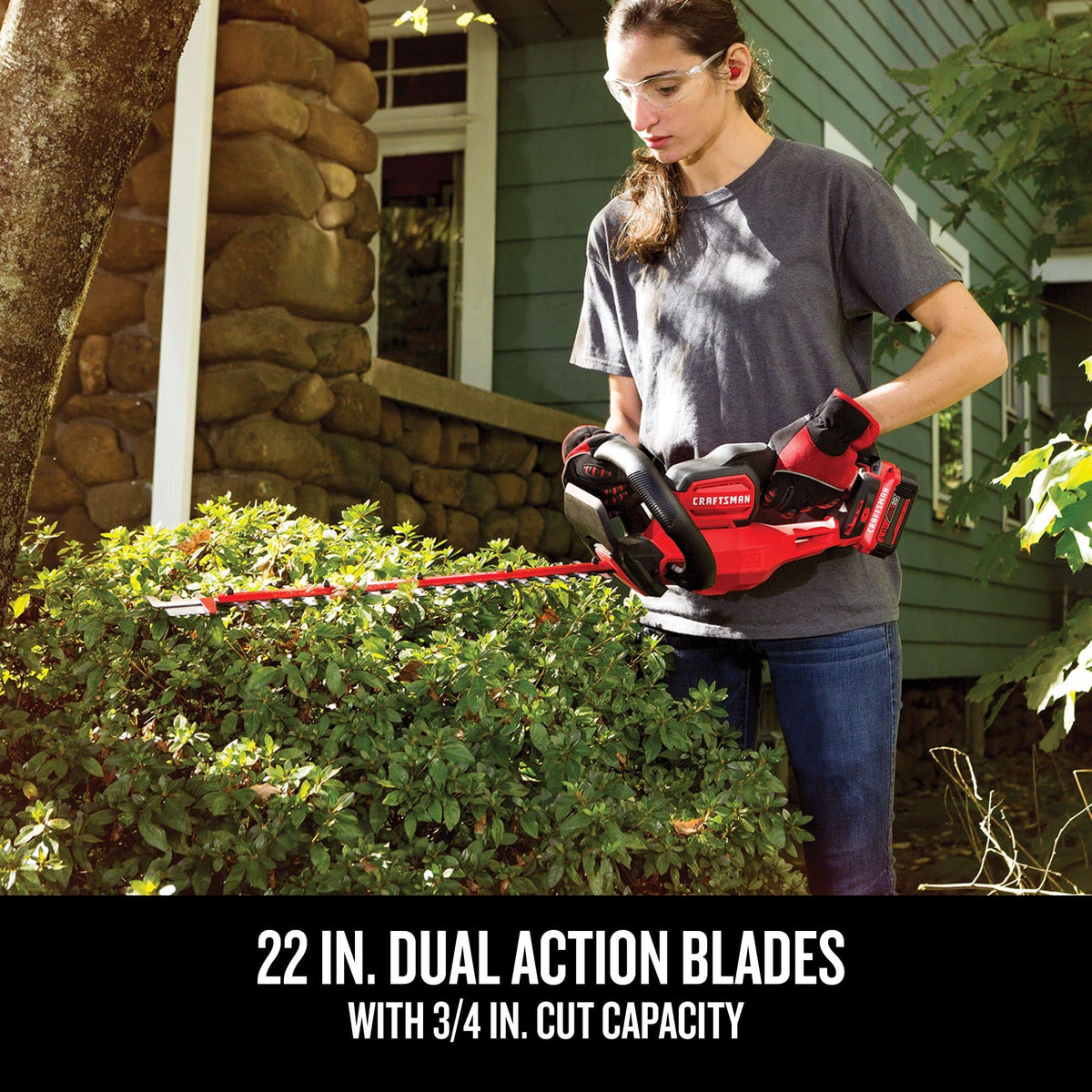 CRAFTSMAN V20 Cordless Hedge Trimmer, 22 inch, Bare Tool Only (CMCHTS820B)