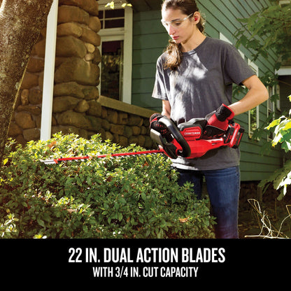 CRAFTSMAN V20 Cordless Hedge Trimmer, 22 inch, Bare Tool Only (CMCHTS820B)