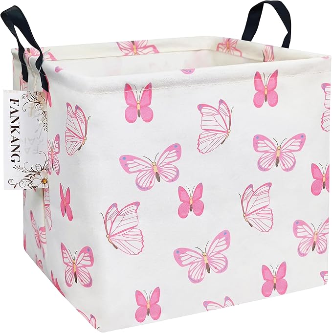 FANKANG Square Nursery Hamper Storage Bins Canvas Laundry Basket Foldable