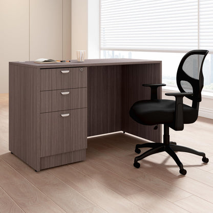Boss Office Products 48" x 24" Desk with File Pedestal, Driftwood